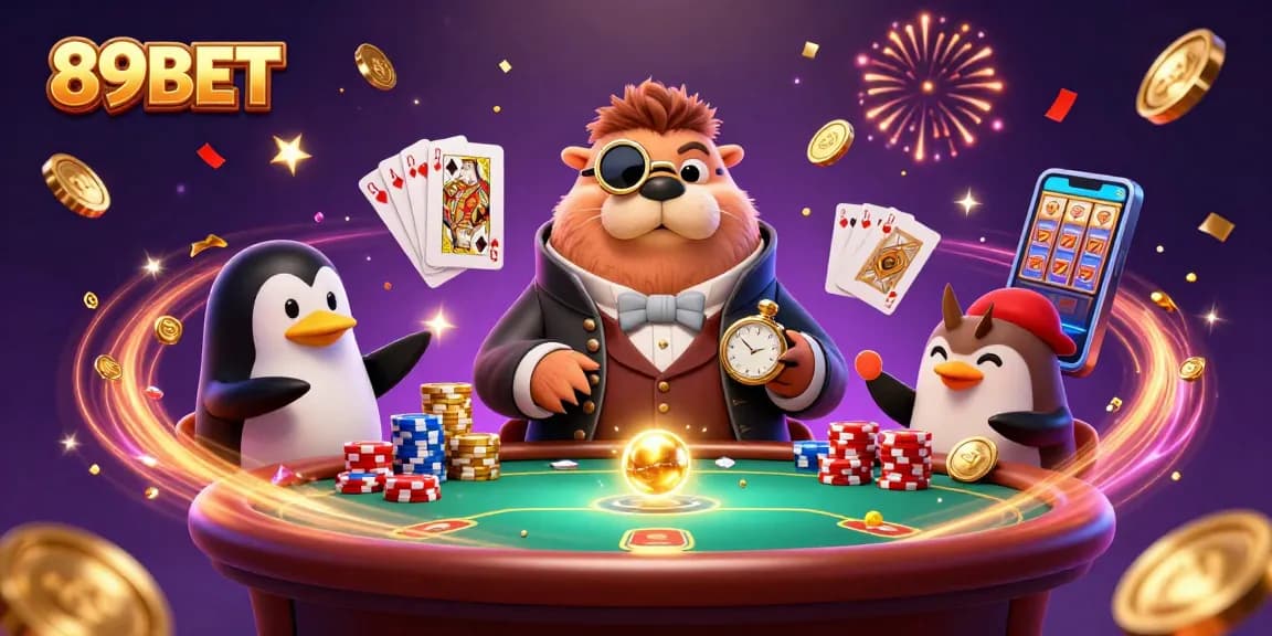 Engage in thrilling underwater poker action with 89BET's vibrant casino illustration.