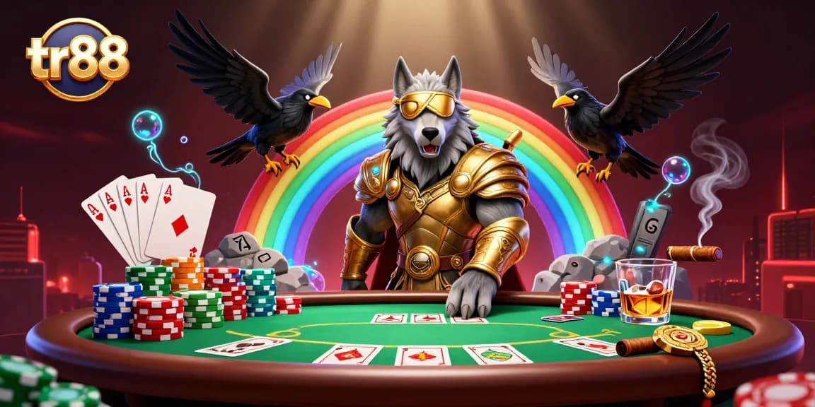 Engage in tr88 casino games with a Norse-themed illustration featuring Odin and his ravens.