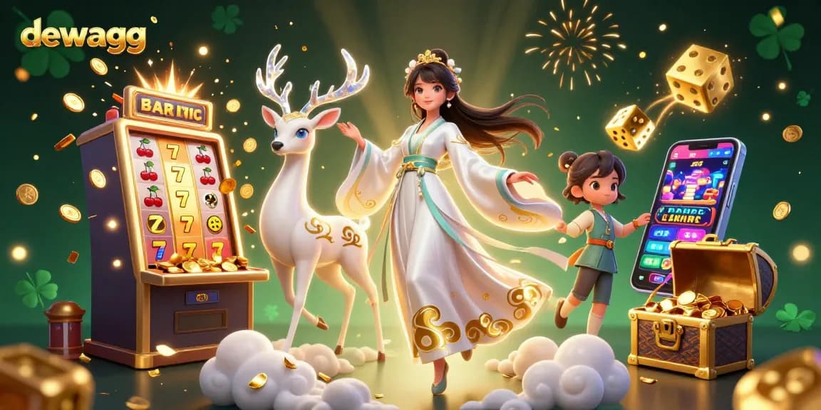 Experience the excitement of dewagg with a vibrant casino scene featuring slots and jackpot elements.