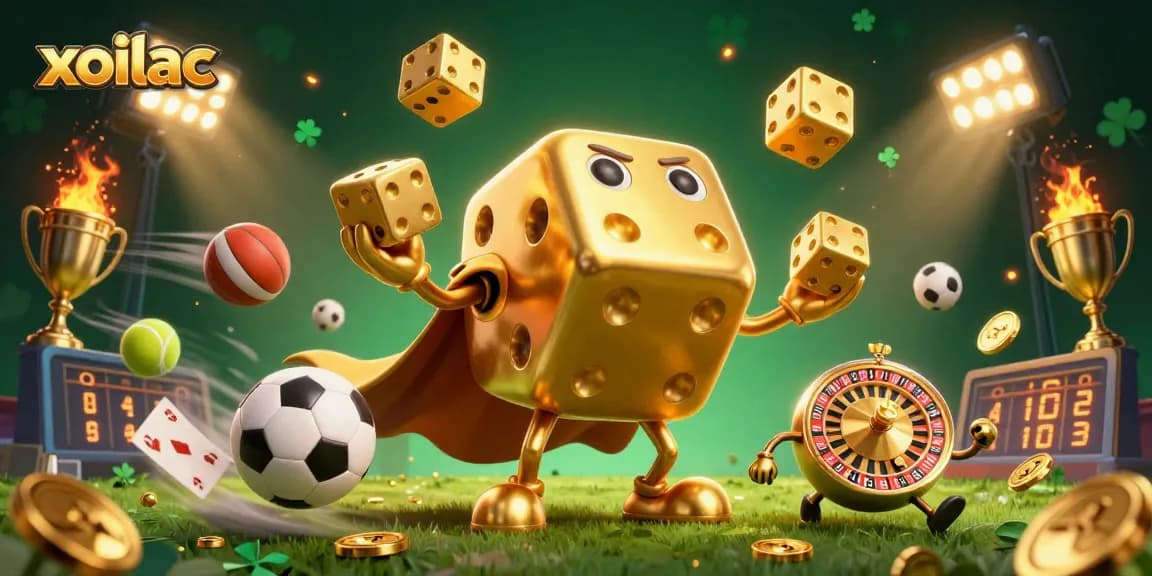 Xoilac enhances your betting experience with golden dice golem characters and dynamic sports elements.