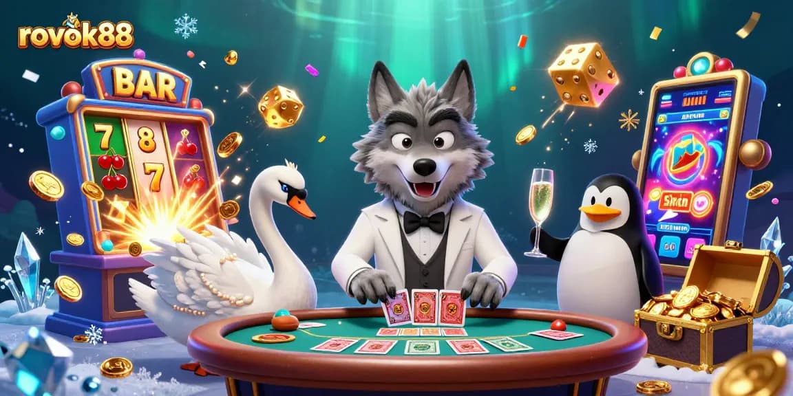 Join the excitement with rokok88 at the baccarat table amidst dazzling casino elements.