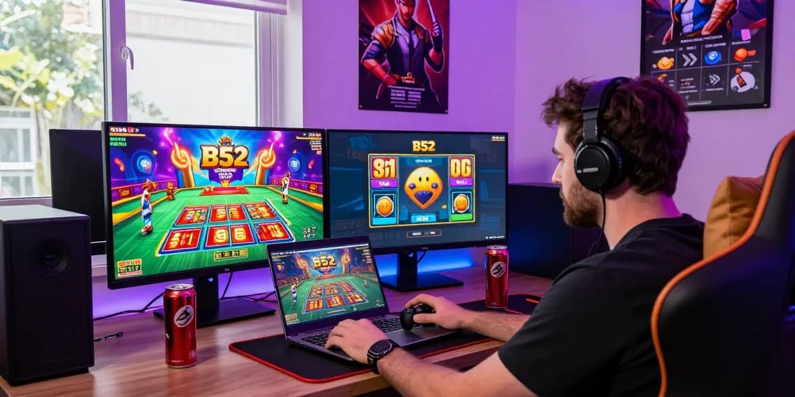 Experience the excitement of playing B52 games in a vibrant online gaming setup.