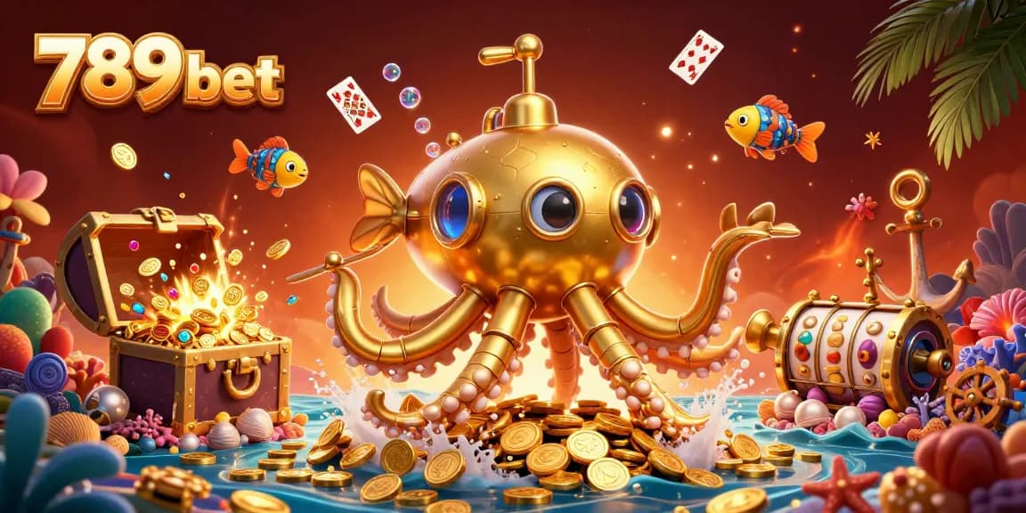 Experience the thrill of playing 789 bet with golden kraken submarine and treasure-filled oceans.