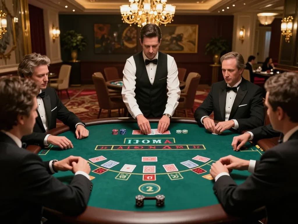 Players enjoying a high-stakes baccarat game at sc88seo, showcasing luxury casino atmosphere