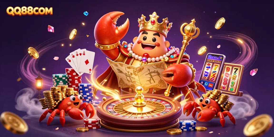 Experience the thrill of QQ88COM with our captivating casino scene featuring a golden crab emperor.