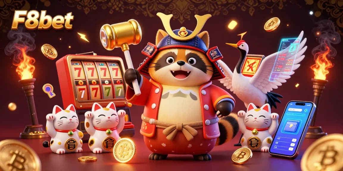 Experience vibrant casino excitement with F8bet's 3D lively raccoon and colorful charms.