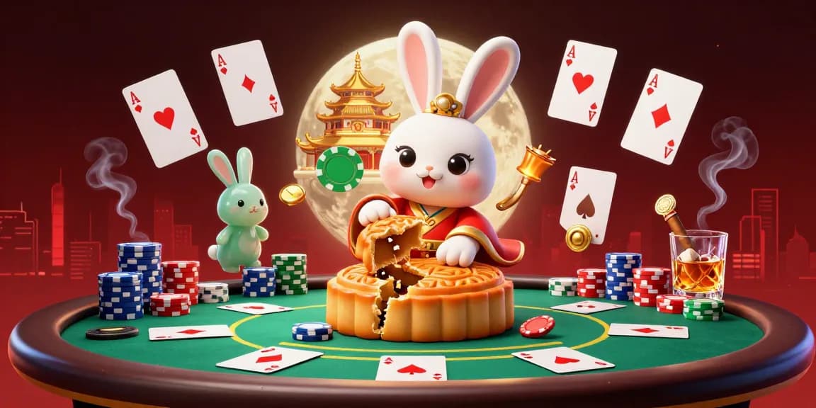 Experience thrilling action with zbet's vibrant casino scene featuring poker chips and mooncakes.