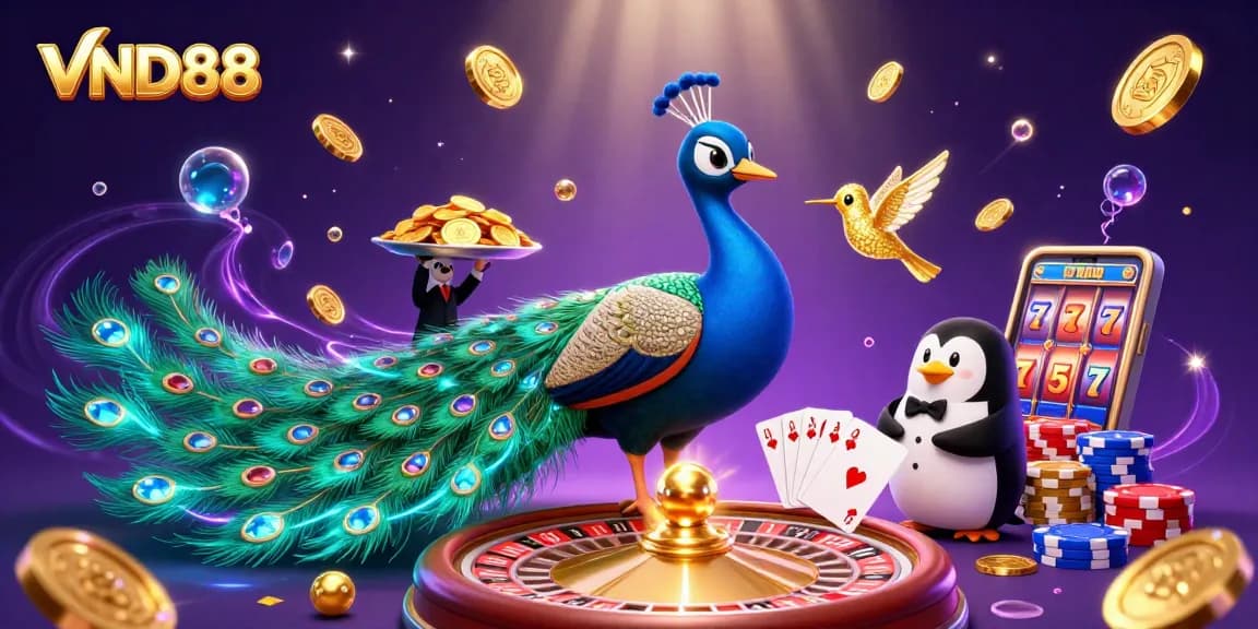 Experience the exhilarating world of VND88 Casino with vibrant characters and casino elements.