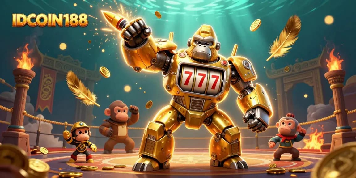 Experience exhilarating wins at IDCOIN188 with the golden gorilla mech in dynamic action.