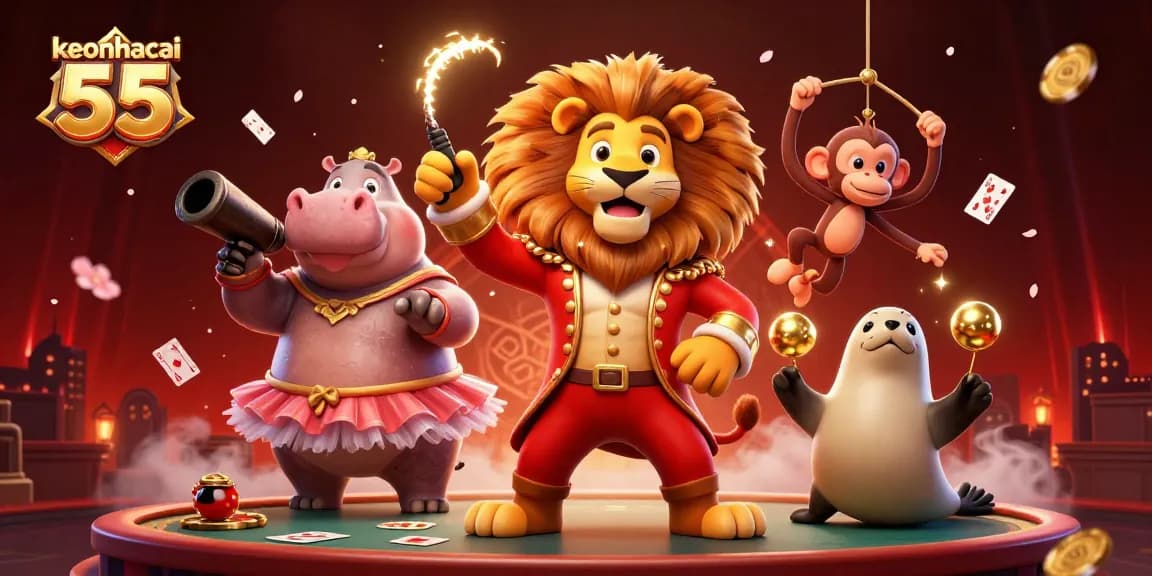 Engage with keonhacai 55 in this vibrant casino scene featuring dynamic characters and elements.