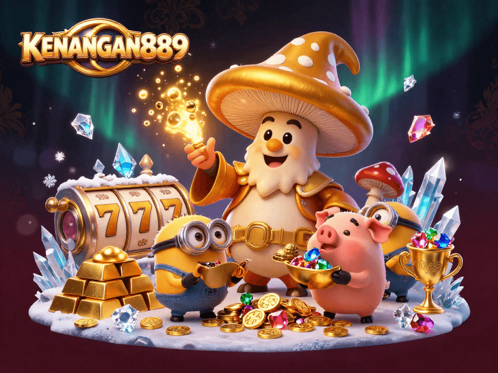 Spin the reels with KENANGAN889's dynamic casino adventure surrounded by treasure and magic.