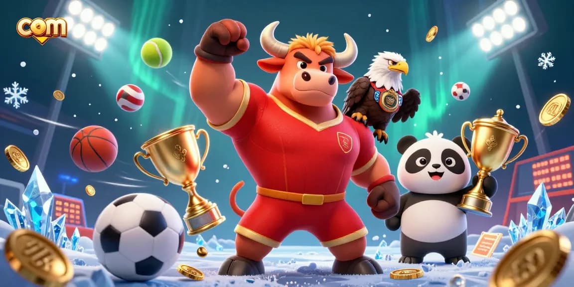 Engage with com to win big with sports betting, showcasing a dynamic mascot scene.