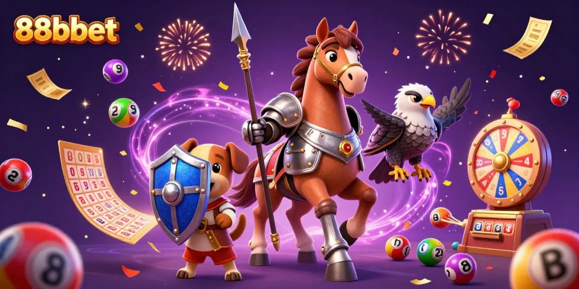 Experience the excitement of gaming at 88bbet with vibrant elements and celebratory visuals.