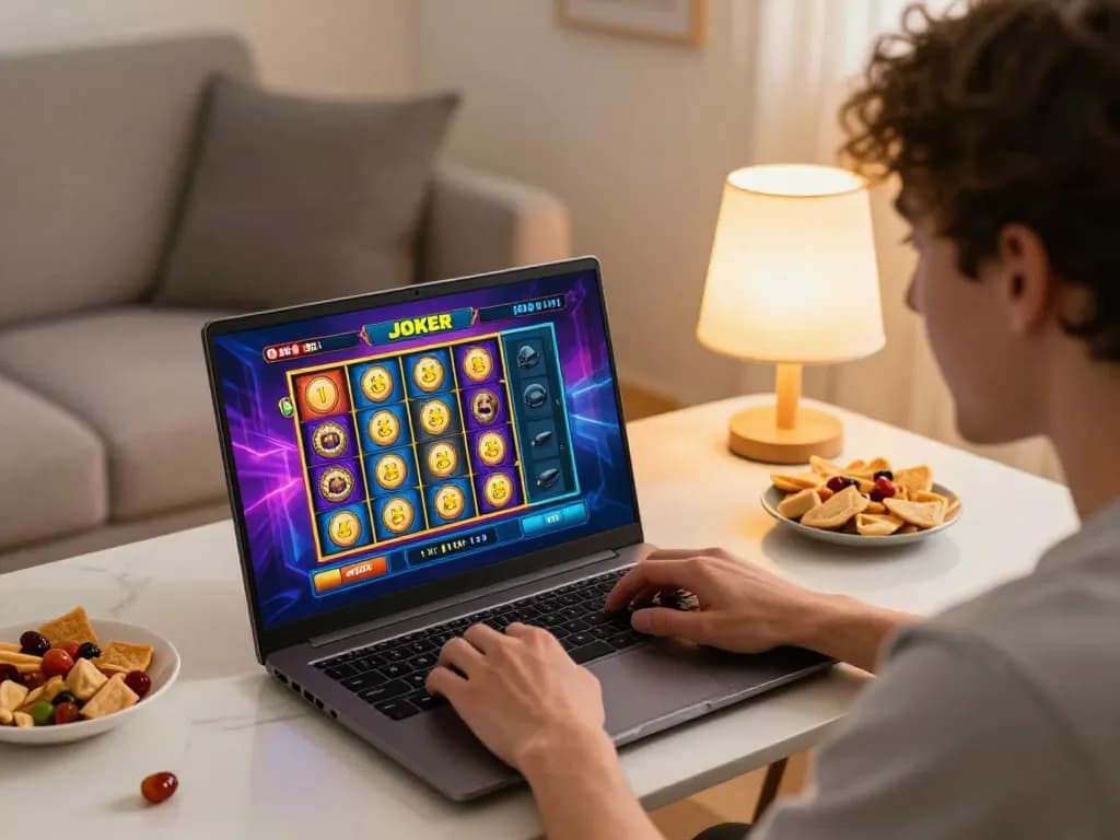 Engaging online gaming session on IDC88 JOKER with a player excitedly tracking winnings