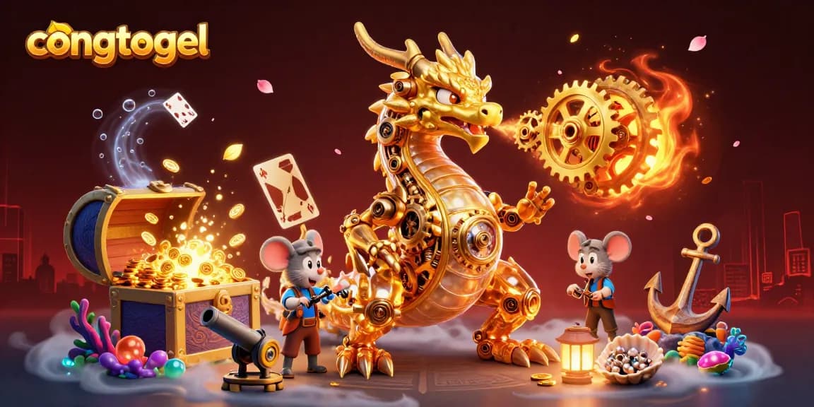 Experience congtogel excitement with a golden dragon and vibrant casino treasures.