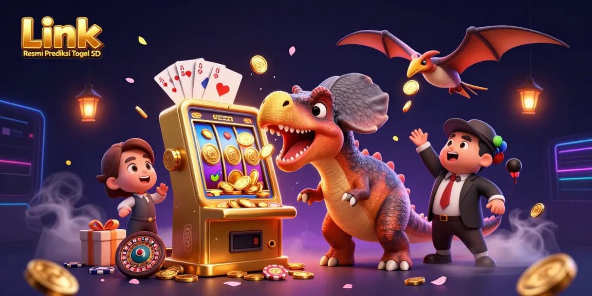 Experience thrilling wins with Link Resmi Prediksi Togel 5D in a vibrant casino illustration.