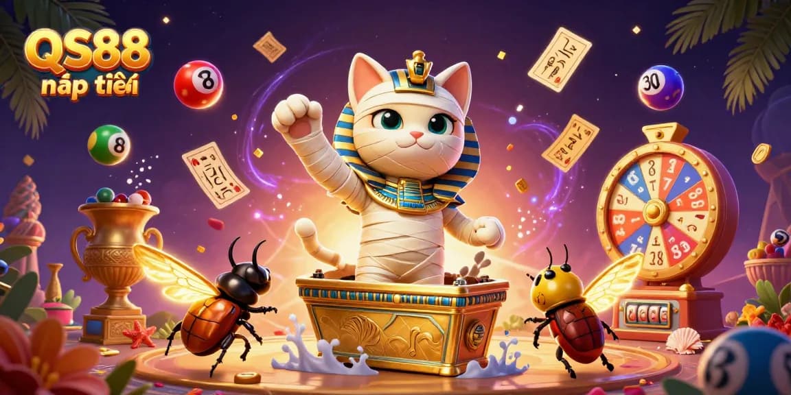 Engage with QS88 nạp tiền in a vibrant 3D illustrated casino scene featuring thrilling game elements.