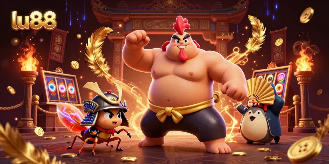 Engage with exciting slot games at lu88 featuring roaring sumo wrestler and samurai cricket.
