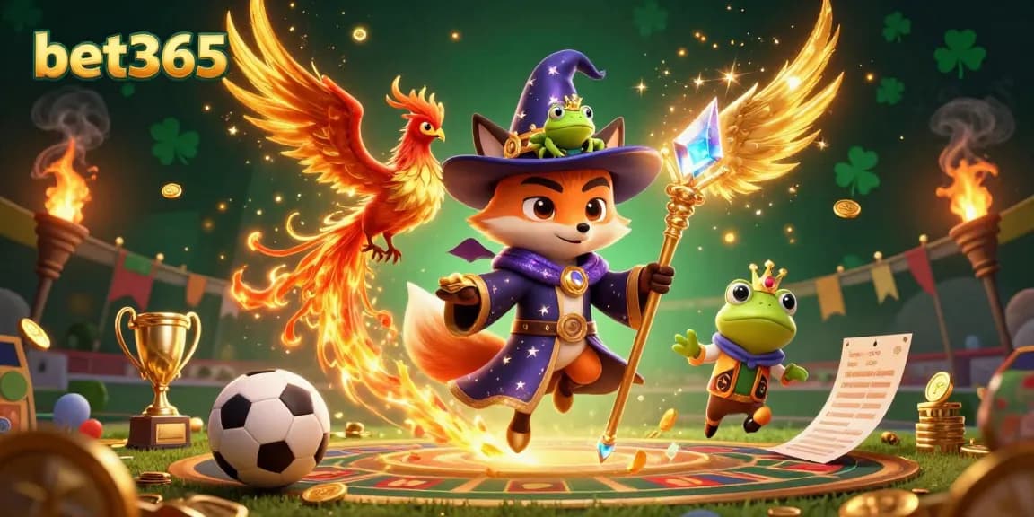 Engage in thrilling bets with bet365 as a mystical fox wizard and phoenix light up the scene.