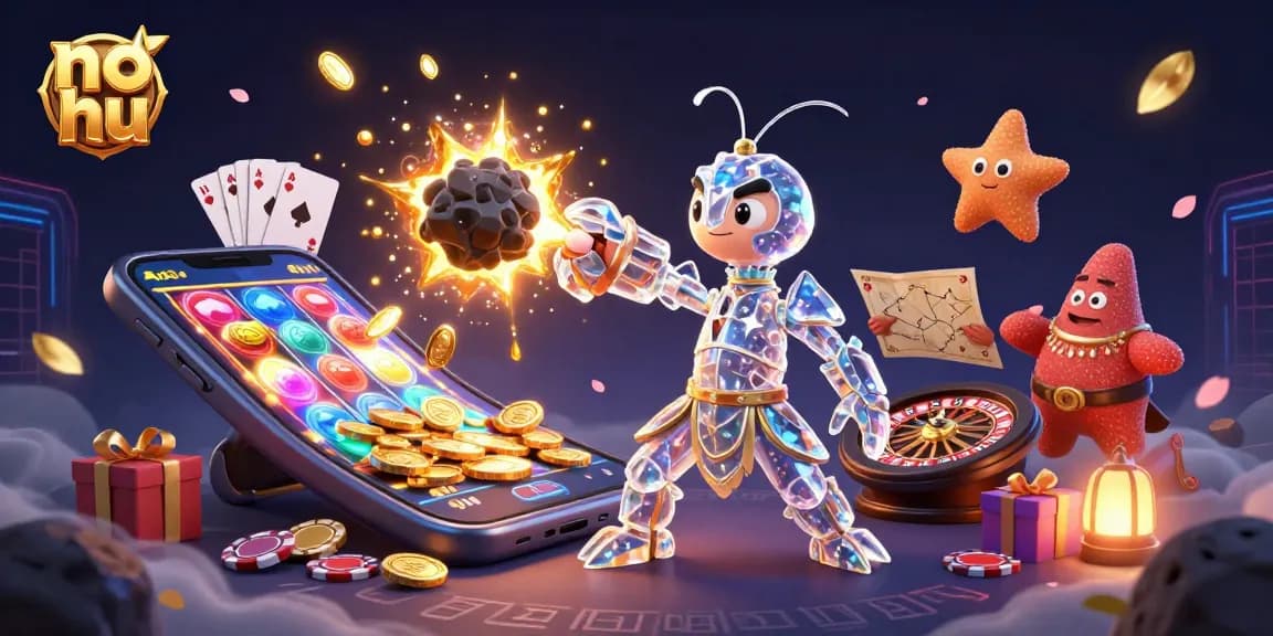 No hu slots jackpot scene with a cosmic samurai and starfish amidst exploding coins.