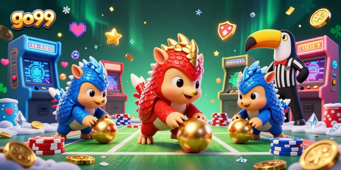 Engage with go99's thrilling casino gaming as pangolins compete in vibrant 3D cartoon action.