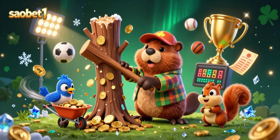 Experience thrilling gameplay at saobet1 with vibrant casino scenes featuring delightful characters collecting golden rewards.