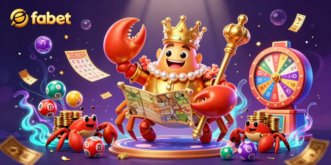 Engage with fabet's vibrant lottery scene featuring a crab emperor and dynamic game elements.