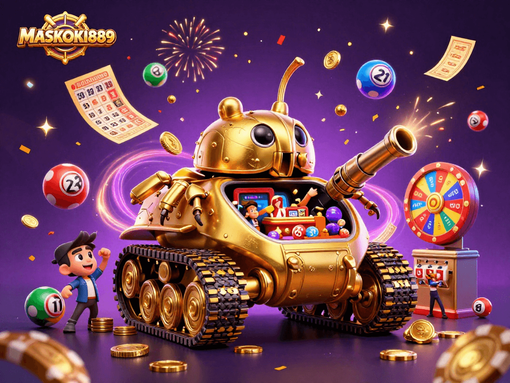 ENGAGE with MASKOKI889's vibrant mini casino adventure with confetti and prizes bursting everywhere!