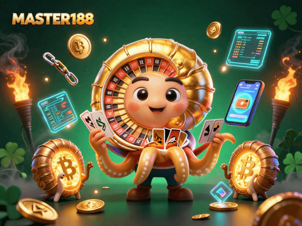 Experience thrilling gameplay with MASTER188's vibrant 3D elements, including a unique roulette shell.