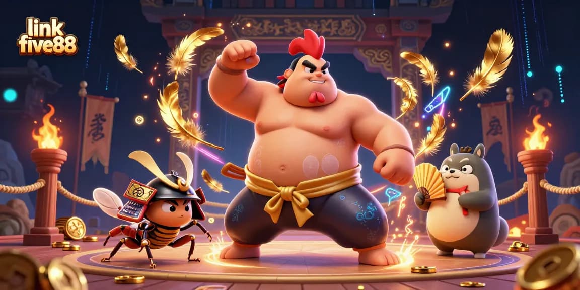 Experience thrilling wins at link five88 with a dynamic 3D illustration of casino characters.