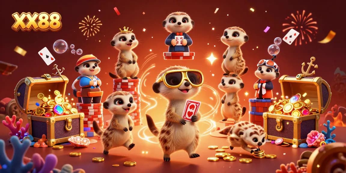 Experience the vibrant casino action at XX88 with meerkats running an exciting operation full of games.