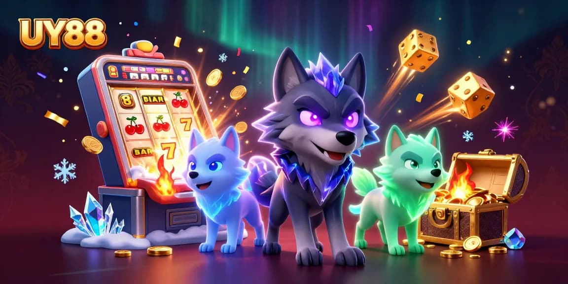 Spin the reels with UY88 in this vibrant 3D casino scene full of action and prizes.