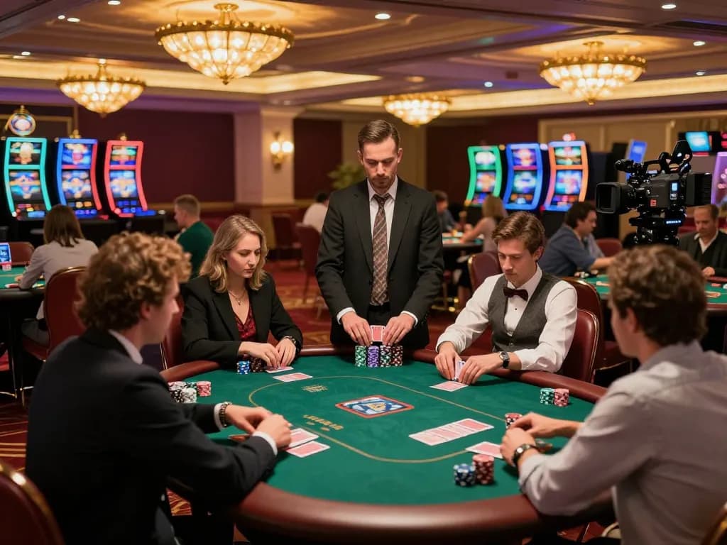 hitclub players enjoy dynamic poker matches at an upscale casino, showcasing excitement and strategy
