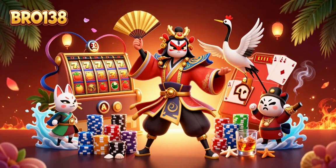 Experience exciting slot gameplay at BRO138 with vibrant characters and dynamic casino elements.