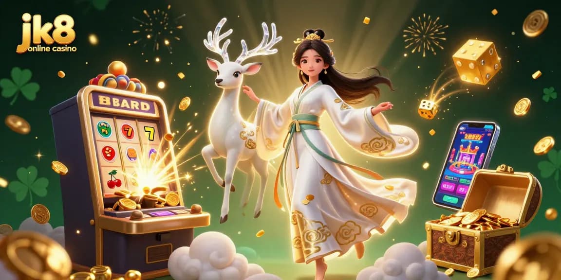 Experience the excitement of jk8 online casino with vibrant illustrations and thrilling gaming elements.