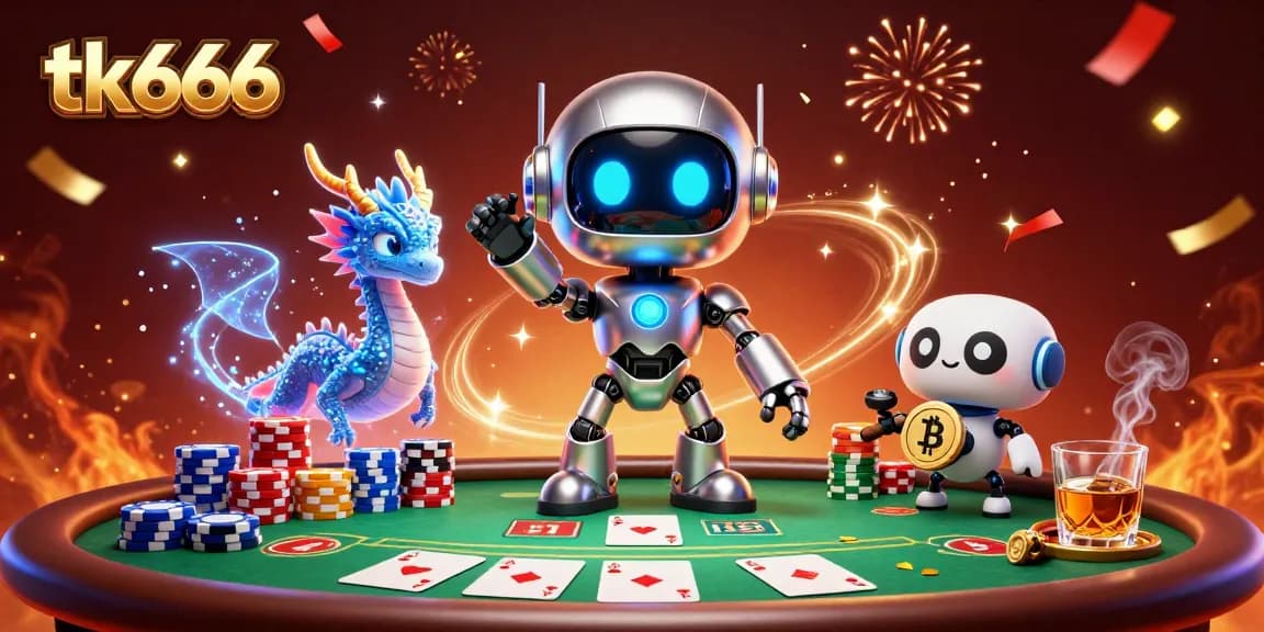 Experience thrilling poker action with tk666's cyberpunk casino scene featuring vibrant characters and elements.