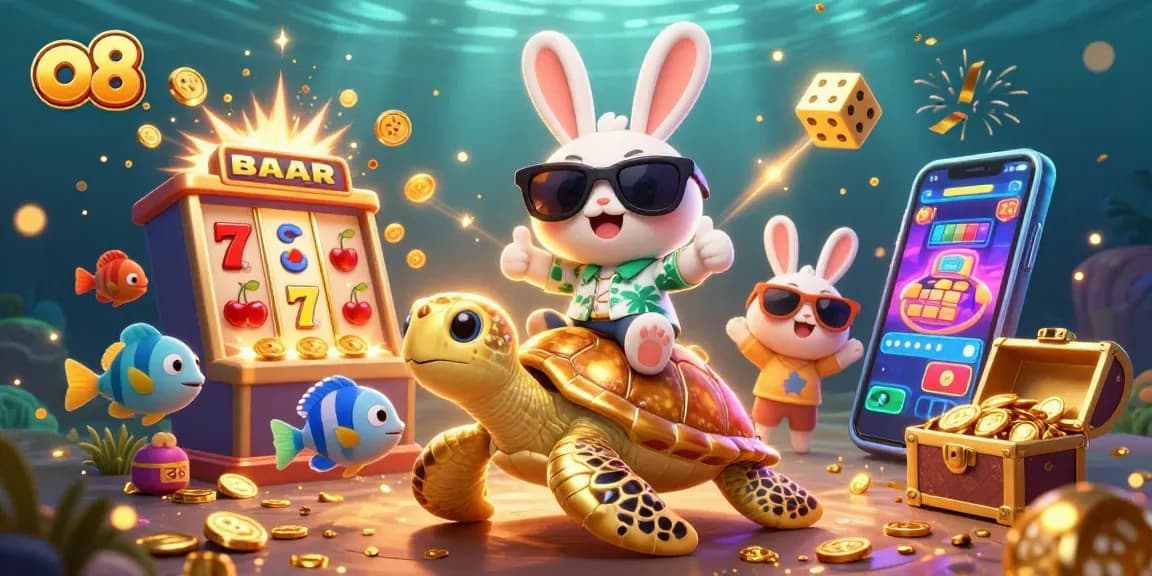 Witness o8's exciting world where the lucky rabbit celebrates amidst jackpot wins and vibrant casino visuals.