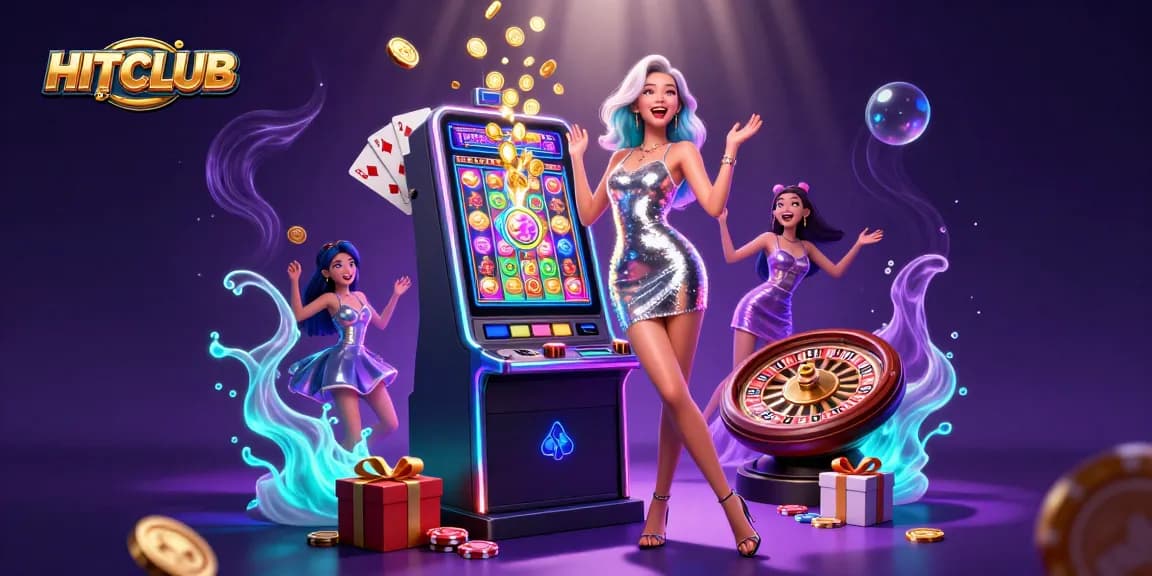 Play and win at HITCLUB with vibrant slots and thrilling casino games in a dynamic scene.