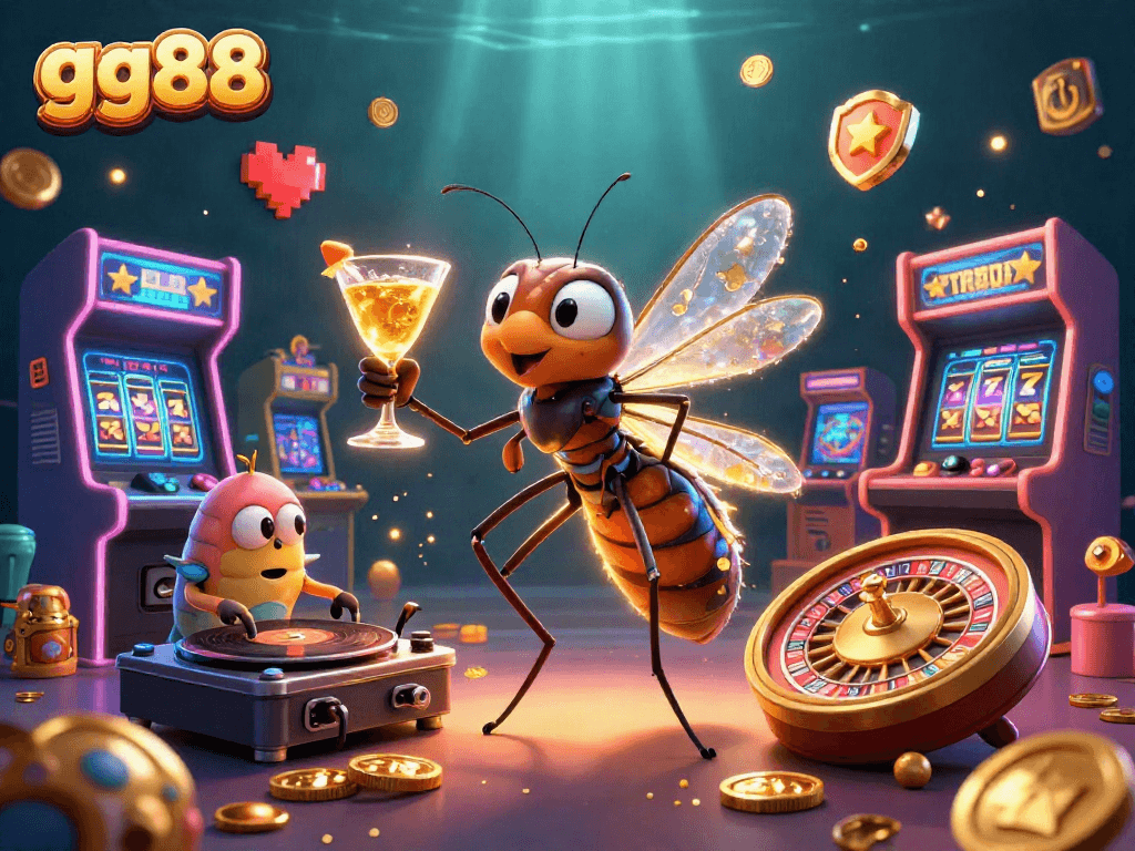 Join the fun with gg88 as the animated mosquito mascot spins the golden roulette!