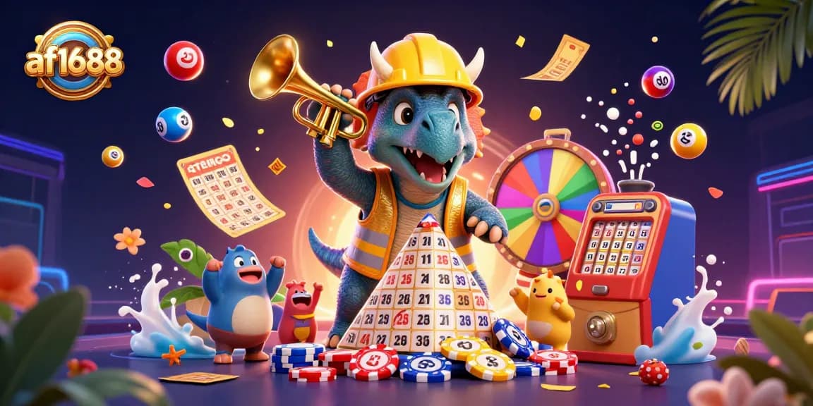 Win big with af1688 while enjoying vibrant gaming scenes filled with lottery and casino elements.