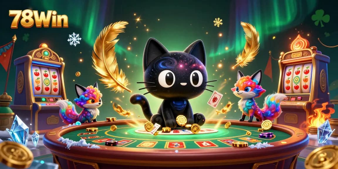 Experience thrilling gameplay at 78Win with a cosmic casino scene featuring dynamic characters and vibrant slot action.