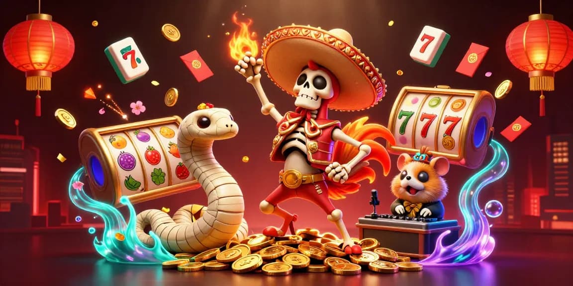 ku88 celebrates wins with a festive scene featuring a mariachi rooster and vibrant casino elements.