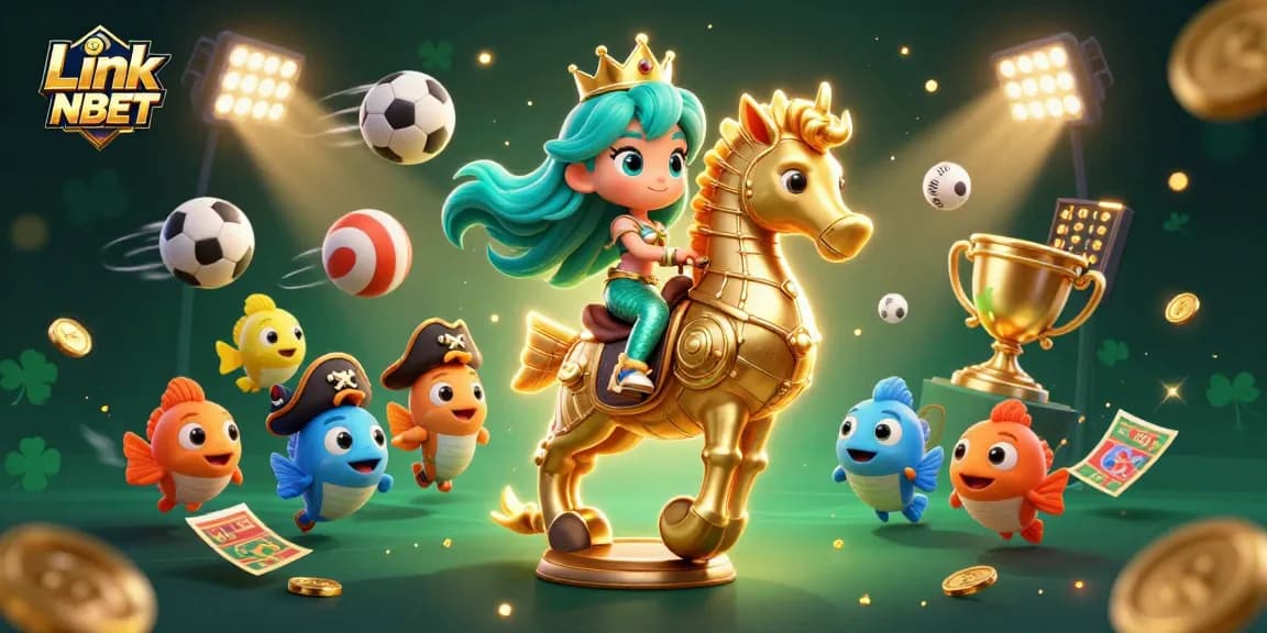 Experience thrilling gaming dynamics with Link NBET's vibrant 3D mermaid-themed illustration.