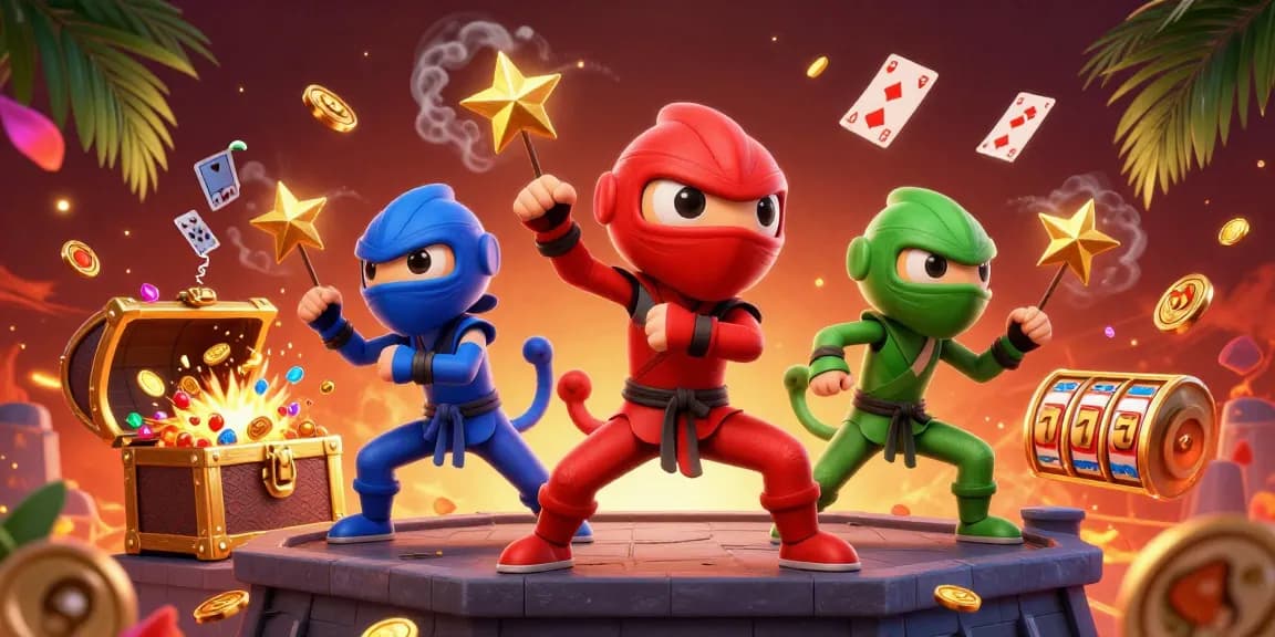 Experience hitclub’s vibrant gaming scene with ninja chameleons and casino elements in a thrilling atmosphere.