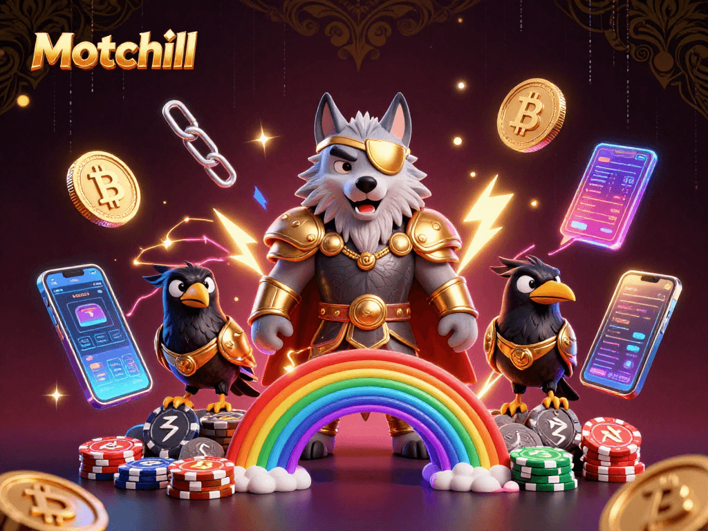 Engage with Motchill's thrilling gambling experience featuring Odin, the wolf, and Ethereum coins.