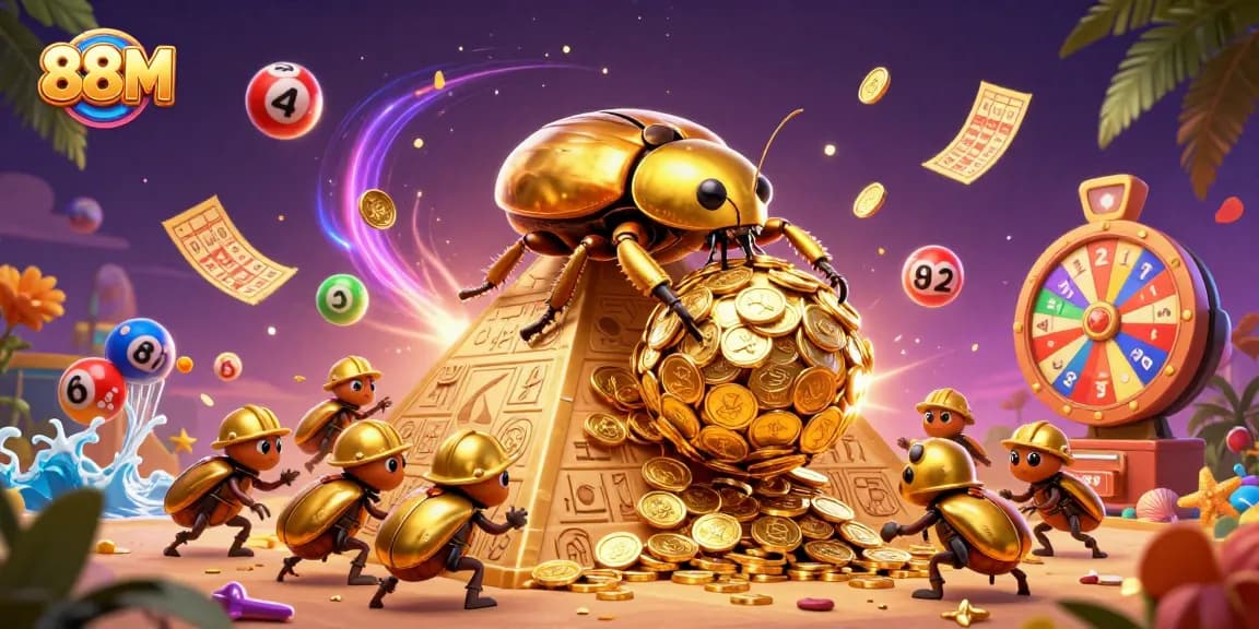 88M's vibrant casino adventure showcases golden beetles and dynamic gaming elements.