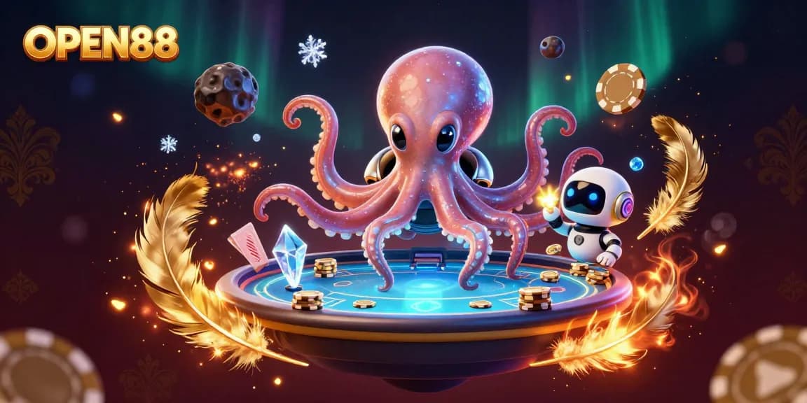Experience captivating gameplay at OPEN88 with vibrant poker action featuring an alien octopus and exciting game elements.