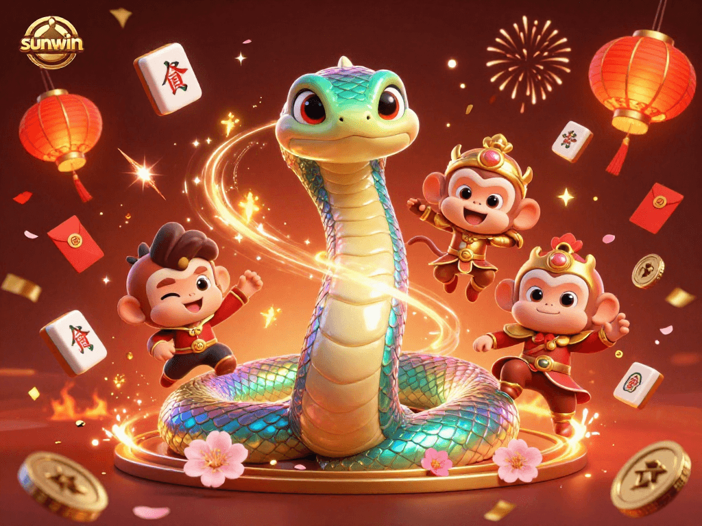 Swing into the excitement with sunwin's vibrant gambling universe featuring colorful serpent and rich casino elements.