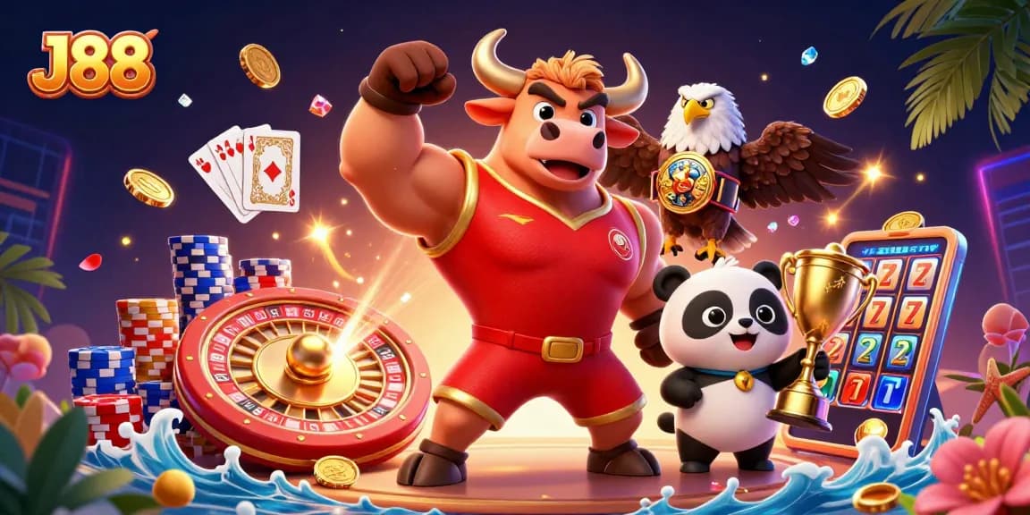 Experience exhilarating casino excitement with J88's vibrant characters and dynamic game elements.