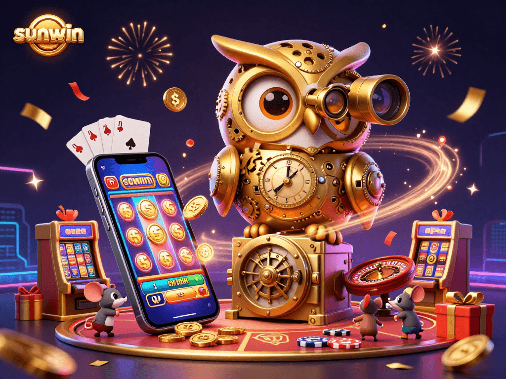Experience excitement at sunwin with vibrant casino action amidst 3D characters and colorful game elements.